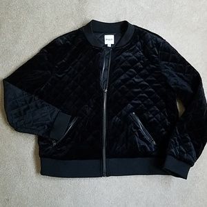 Quilted velour baseball jacket